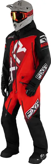 FXR CX Lite 2023 One Piece Snowmobile Suit, black-white-red, Size XL for Men Black White Red