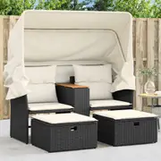 Garden Sofa with Stools 2-Seater Sofa Couch Patio Backyard Poly Rattan vidaXL