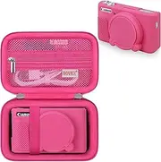 BOVKE Case for Canon PowerShot SX740 / SX730 Digital Camera, 1* Canon SX740 HS Hard Carrying Case + 1* SX740 Camera Soft Rubber Cover with Removable Lens Cover, Rosered