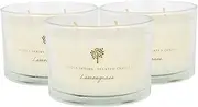 Nicola Spring Lemongrass Scented Candle - 350g - Pack of 3 - Natural Soy Wax 38 Hour Burning Time Large Candles Relaxing Fragrance Gift Set Aromatherapy Bath Candle