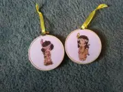 Set of 2 completed-cross-stitch-Precious Moments-Framed-art