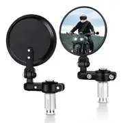 Universal 3" Round Motorcycle Mirrors: Folding Bar End Side Mirrors Compatible with Honda, Yamaha, Kawasaki, and More
