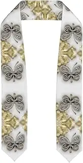 [SKKNT] Rhinestone Butterfly And Flower Print Graduation Shawl Stole For Academic Commencements Honor Sash Congratulations Gift