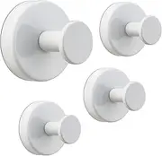 4Pcs Suction Cup Hooks,2025 Upgrade Adhesive Hooks,Stainless Steel Waterproof Shower Suction Hanger Wall Hooks for Shower Bathroom Hanging Towels,Mirrors,Robe,Glass Door,Window Hooks (4, White)