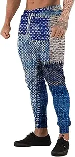 [Generic] Men Pants Casual Slim Fit 3D Printed Jogger Sweatpants High Comfort Small Leg Casual Pants Training Men