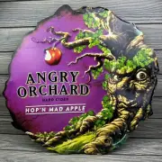 Angry Orchard Hard Cider Hop’N Mad Apple Round Tree Logo Metal Tin Beer Sign 20”