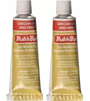 M00198x2-FS MOREZMORE Fresh Amaco Rub 'n Buff GRECIAN GOLD 2 Pack Wax Metallic