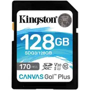 Kingston Canvas Go Plus SD Memory Card - 128GB UHS-I - Class 10 - U3 - V30 - Read up to 170MB/s - Write up to 90MB/s - for DSLRs / Mirrorless Cameras & 4K Video Production [SDG3/128GB]