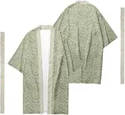 [Bewellan] Men's Japanese Traditional Ethnic Long Kimono Cardigan Women's Kimono Plant Floral Pattern Kimono Shirt Yukata Jacket