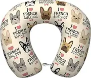 DEXNEL French Bulldog Airplane Travel Pillows, Memory Foam Pillow Suitable For Airplane,Sleeping,Travel