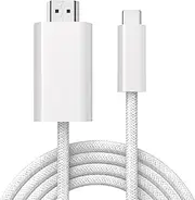 4K@60HZ USB C to HDMI 1.8M, Boreguse USBC to HDMI New Nylon, USB C to HDMI Cable Unidirectional, USB C to HDMI Adapter for iPhone 16/15 Pro/Max, MacBook Pro/Air, ect. (White)