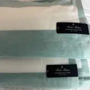 2 Brooks Brothers Sea Blue Cabana Striped 40 x 70 Oversized Pool Beach Towels
