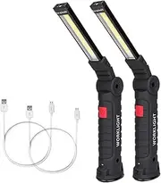 LED Work Light Rechargeable, OTYTY COB Portable Work Lights with Magnetic Base, 5 Modes, Water-Resistant Super Bright LED Flashlight Lamp for Emergency Use (2 Pack Large)
