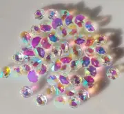 50x 10mm Crystal suncatcher octagon Beads 1 hole, craft chandelier supplies