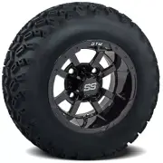 Set of 4 GTW 10" Storm Trooper Black Lifted Golf Cart Wheels on 22" A/T Tires