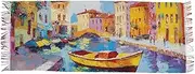 [AIXIWAWA] Women's Pashminas Scarf Painting City River Print, Shawls Wrap Lightwight with Tassel for Evening Dress Dinner Party, Multicolor