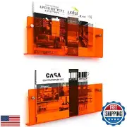 XOHYW 2 Pack Orange Acrylic Magazine Holder, Wall Mount Hanging Bookshelf Lit