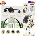 Stylish 3-Light Black Bathroom Sconces with Clear Globe Shades - Easy Install