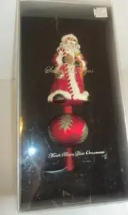 Seasonal Large Santa Christmas Tree Topper 12 inches NIB Mercury Glass