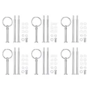 6 Set Cake Tray Stand Handle Plate Hardware Fitting, 3-Tiers Round Silver