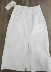 Sass and bide white dream my mind womens denim midi skirt size 36