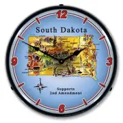 South Dakota Supports the 2nd Amendment, Lighted Backlit LED Clock