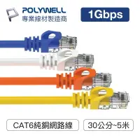 在飛比找樂天市場購物網優惠-POLYWELL CAT6 高速網路線 30公分~5米 CA