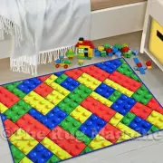 WHIZZ KIDS VIVID BUILDING BLOCKS FUN FLOOR RUG 80x120cm **CRYSTAL CLEAR IMAGERY*