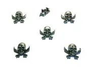 5x Silver Toned Skulls Crossbone Rivet Punk Belt Leather Craft Cone Spikes Studs