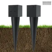 2 Pcs 4"x4"Fence Post Anchor Ground Spike 16"(Actual 3.6"x3.6") Heavy Duty Metal