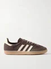 [adidas Originals] adidas Originals - Samba Og Leather And Suede-trimmed Crochet Sneakers - Chocolate - UK 8 UK 8 Brown