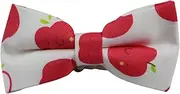 [Zasel] Boys White Red Apple Fruit Patterned Bow Tie White, Red, Green, Brown Cotton Bow-tie