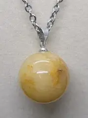 YELLOW JADE Crystal SPHERE Pendant Necklace 18"
