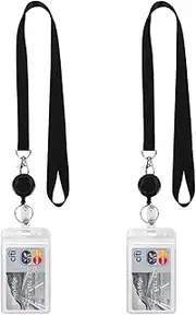 Retractable Badge Holder Lanyard with Retractable id Badge Holder with Clip Reel for id Badges Vertical Quick Release Safety Lanyard with Retractable Badge Holder Carabiner Reel Clip Pack of 2