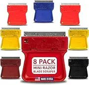 Original Mini Razor Blade Scrapers, Glass Scraper, 8 Pack U.S. Made