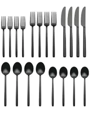 Oneida Dean Satin Black 20 Piece Flatware Set