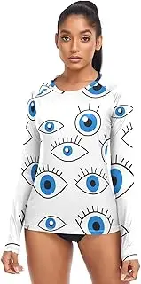 [RPLIFE] Fun Blue Eyes White Women Sun Shirts Uv Protection Long Sleeve, Sun Shirt Women Uv Protection XS-XL