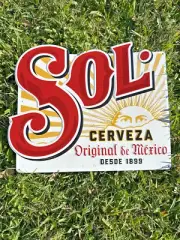 Sol Cerveza BEER SIGN Metal Tin Tacker 18” x 15” MEXICO Brewery NEW