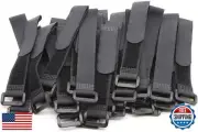 25pcs Black Reusable Fastening Cable Straps, Hook and Loop Cable Tie Down Str