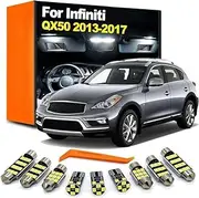 17Pcs LED Bulb Interior Reading Map Door Light Kit, For Infiniti QX50 2013 2014 2015 2016 2017 Number Plate Lamp