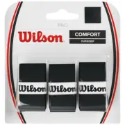 Wilson Pro Squash Tennis Racquet Overgrips 3 Pack - Black