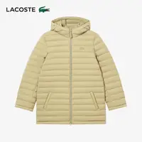 在飛比找momo購物網優惠-【LACOSTE】女裝-素色合身連帽羽絨外套(卡其色)