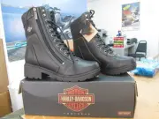 NEW Harley Davidson Womens Medium Black Leather Boots Tessa