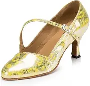 [Minishion] L201 Women's Mary Jane Synthetic Latin Salsa Ballroom Dance Pumps