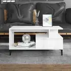 Elegant Side Table Coffee Tables Sofa Accent Desk With Stable Metal Frame White