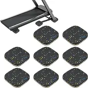 uxcell 8 Pcs Treadmill Mat Pads, 4x4x0.6 High Density Foam Anti Vibration Pad Sound Proof Floor Mat Exercise Equipment Mat for Carpet Protect Noise Reduction Home Gym, Yellow Blue