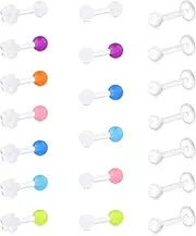 [LAURITAMI] 12-21pcs Clear Tragus Bars Retainer 16G Bioflex 6mm 8mm Stab Helix Cartilage Earring Stud Ear Piercing Jewelry