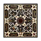 Black Marble Square Coffee Table Top Semiprecious Pietra Dura Art Home Furniture