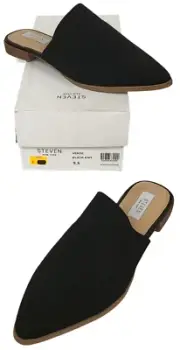 Steven New York Steve Madden Womans 9.5 Vende Black Valdez Knit Point Toe Mule