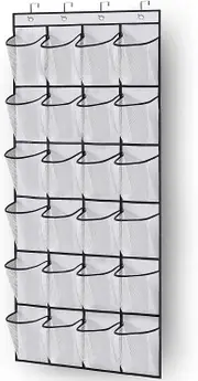 24 Mesh Pocket Over Door Shoe Organizer Hanging Closet